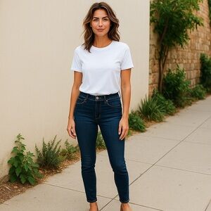 Jessica Simpson Rolled Crop Skinny Denim Jeans Womens Size 4 / 27 Factory Fade